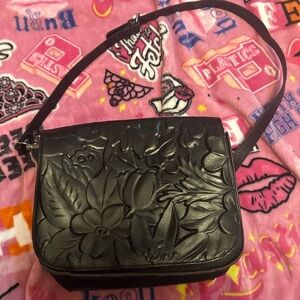 Patricia Nash Embossed Black Shoulder Bag